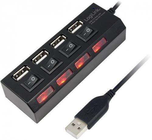 Hub USB LogiLink UA0128, 4xUSB 2.0, switch ON/OFF