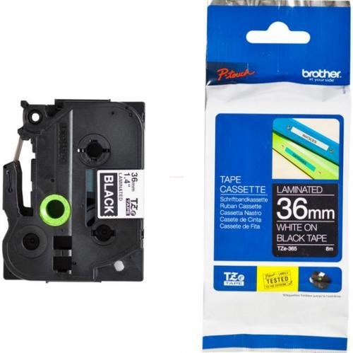 Banda laminata Brother TZe-365, 36mm x 8m (Alb/Negru)