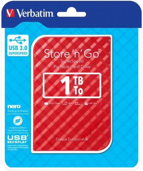 Hard Disk Extern Verbatim Store \'n\' Go, 1TB, USB 3.0 (Rosu)