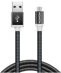 Cablu de date A-DATA AMUCAL-100CMK-CBK, MicroUSB, 1m, Aluminiu (Negru)