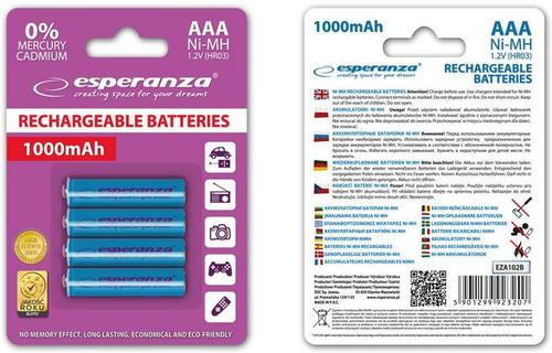 Acumulatori Foto Esperanza EZA102B, AAA, Ni-MH 1000mAh x 4