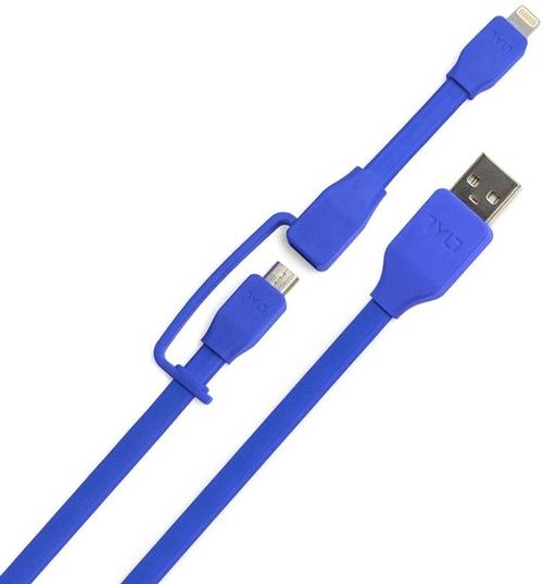 Cablu de date Tylt Duo, Lightning/MicroUSB, 1m (Albastru)
