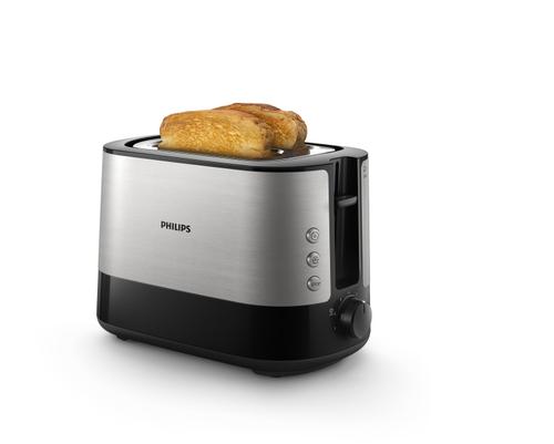 Prajitor de paine Philips Viva HD2637/90, 2 felii (Argintiu-Negru)