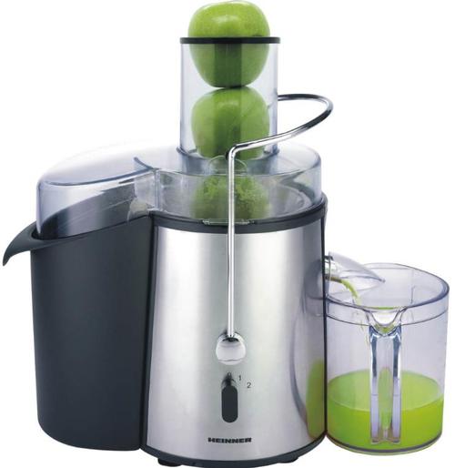 Storcator de fructe si legume Heinner XF-1000SS, 1000 W, Recipient suc 1 l, Recipient pulpa 2 l, 2 Viteze, Tub de alimentare 75 mm, Inox
