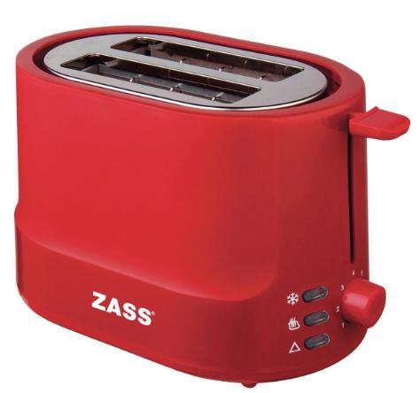Prajitor de paine Zass ZST 10 RL, 850W, 2 felii (Rosu) Prajitor de paine Zass ZST 10 RL, 850W, 2 felii (Rosu)