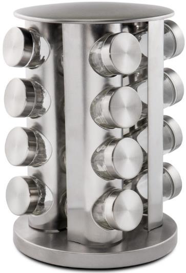 Set 16 recipiente condimente cu suport Zokura Z1009 (Inox)