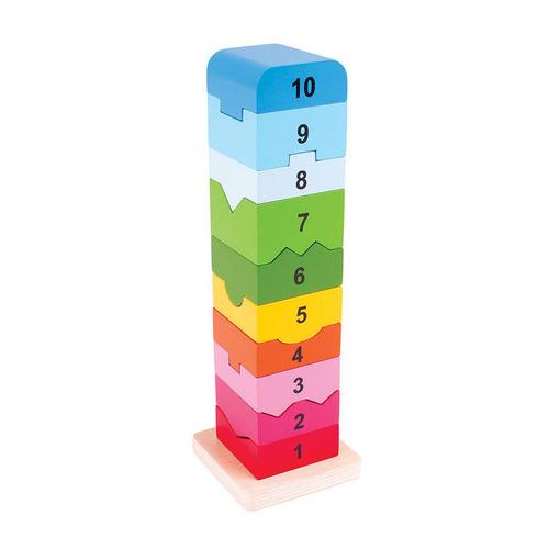 Joc matematic BigJigs Turnulet din lemn cu numere - 0 | YEO