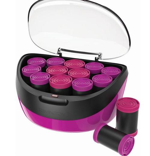 Trusa de bigudiuri electrice Remington Jumbo Curls H5670, 12 bigudiuri, 2 marimi extra mari, Invelis catifea, Ionizare, Nucleu ceara (Mov)