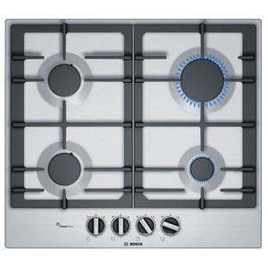 Plita incorporabila Bosch PCP6A5B90, gas, 4 arzatoare, Gratare fonta (Inox)
