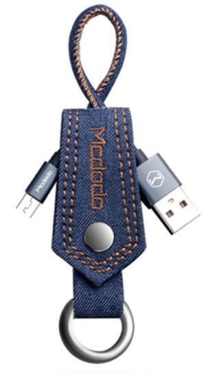 Cablu de date Mcdodo Denim Key-Chain, MicroUSB, 0.15m, 2A (Albastru)
