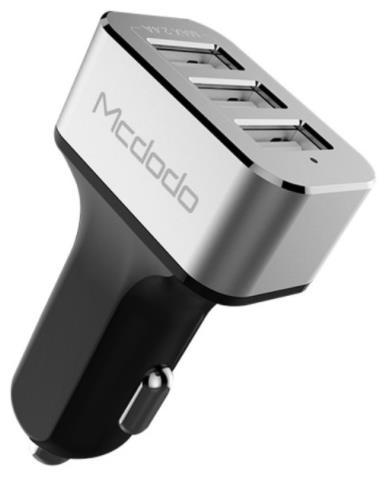 Incarcator auto Mcdodo CC-2231, Triplu USB, 5.2A max total, 2.4 max per port (Negru/Gri)