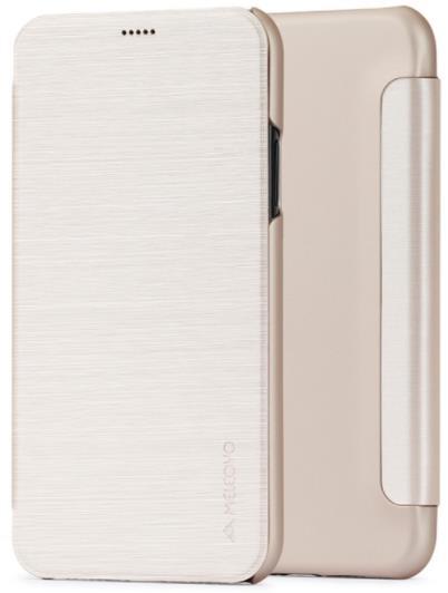 Husa Meleovo Smart Flip pentru iPhone X (Auriu)