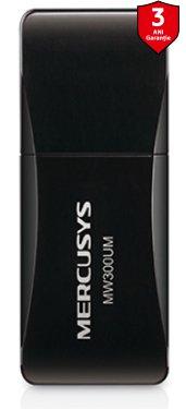 Adaptor Wireless Mercusys MW300UM, 300 Mbps, USB 2.0, Antena interna (Negru)
