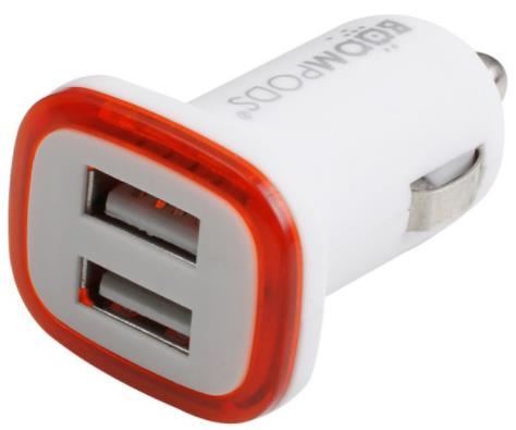 Incarcator Auto Boompods Mini CC2WHT, 2.4A, 2 x USB (Alb)