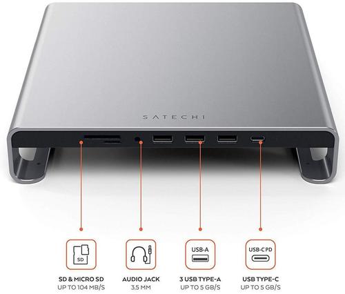 Stand Monitor Satechi Hub ST-AMSHM, Type-C (Gri)