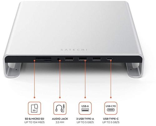 Stand Monitor Satechi Hub ST-AMSHS, Type-C (Argintiu)