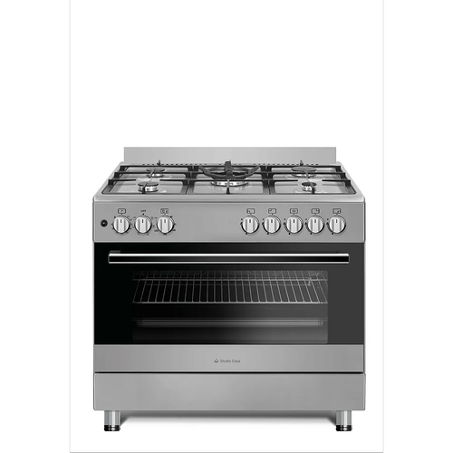 Aragaz Studio Casa FE90/60XMULTIF, 5 arzatoare gaz, Cuptor electric, Grill, Rotisor, Aprindere electrica, Siguranta (Inox)