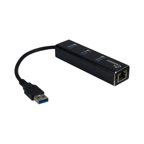 HUB USB  Inter-Tech Argus IT-310, USB 3.0 - RJ45 Gigabit, 3 x USB 3.0 (Negru)