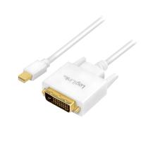 Cablu LOGILINK CV0137, Mini-DisplayPort - DVI-D DL, 1.8m, conectori auriti, Full HD/60Hz (Alb)