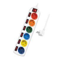 Prelungitor LOGILINK LPS259, Schuko x 6, 1.5 m, 16 A, switch on/off cu iluminare, protectie copii (Alb)