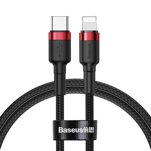 Cablu de date Baseus Cafule Series CATLKLF-91, USB Type-C - Lightning, 1 m, 18 W, PD (Negru/Rosu)