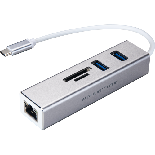 Hub USB MSI Prestige Type C Multi-port, 2x USB 3.0, 1x SD Card, 1x RJ-45 (Gri)
