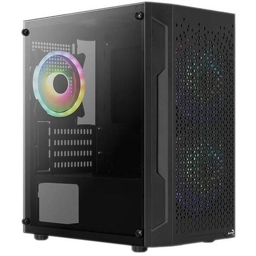 Carcasa Aerocool Trinity V3, Mini Tower, Tempered glass, iluminare ARGB (Negru)