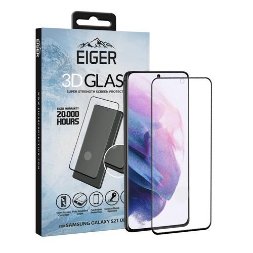 Folie Sticla Eiger 3D Edge to Edge pentru Samsung Galaxy S21 Ultra, 0.33mm, 9H, perfect fit, curved, oleophobic (Negru)