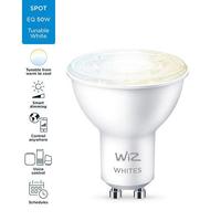 Bec LED inteligent WiZ Whites, Wi-Fi, GU10, 4.9W (50W), 220-240V, temperatura lumina reglabila (2700K-6500K), 345 lumeni, durata de viata 15.000 de ore, clasa energetica A+, compatibil Google Assistant/Alexa/Siri, dimensiuni 5.8x5cm