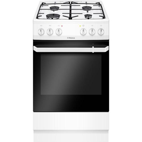 Aragaz Hansa FCMW56069, 4 arzatoare pe gaz, plita email, cuptor electric, capacitate 67L, 6 moduri de preparare, CoolDoor3, decongelare, autoaprindere integrata în buton, Steam Cleaning, curatare usoara a usii, spatiu depozitare, raft deshidratare, 1 tav