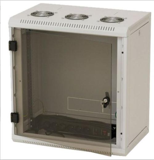 Rack de perete Triton sectiune simpla 6U 500mm adancime usa sticla panouri laterale detasabile, sectiuni acces cabluri sus/jos/spate securizare cu cheie, 1 pereche montanti reglabili, fabricat din tabla galvanizata IP30 (Gri)