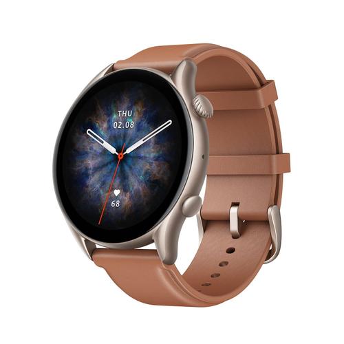 Smartwatch Huami Amazfit GTR 3 Pro, Display AMOLED 1.39inch, Bluetooth, GPS, Bratara piele, Waterproof 5 ATM, Android/iOS (Maro)