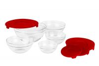Set boluri de sticla cu capac Vanora Home VN- GB1401R, 5 bucati (Rosu)