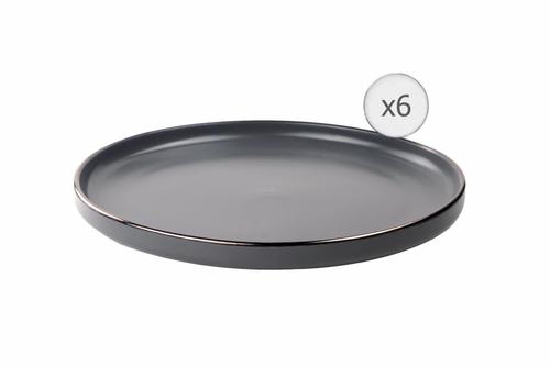 Set farfurii Heinner CALYPSO tHR-WDF-G276, Ceramica, 27 cm, 6 piese (Negru)
