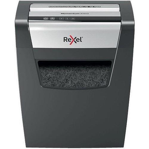 Distrugator manual documente Rexel MOMENTUM X410, 10 coli, P4, taiere tip confeti, 23L (Negru)