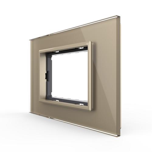 Rama din sticla Livolo standard Italian 3 module – Serie noua (Auriu)