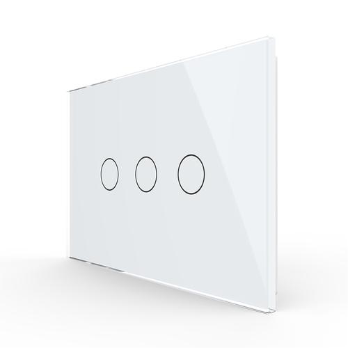 Panou intrerupator triplu cu touch Livolo din sticla, standard Italian – Serie noua (Alb)