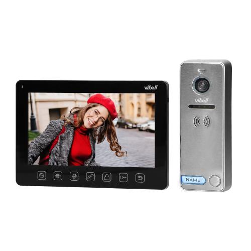 Videointerfon pentru o familie Vibell NOVEO ORNO OR-VID-EX-1057/B, color, monitor plat LCD 7inch, control automat al portilor, functie intercom, 12 sonerii, IP65, negru/gri