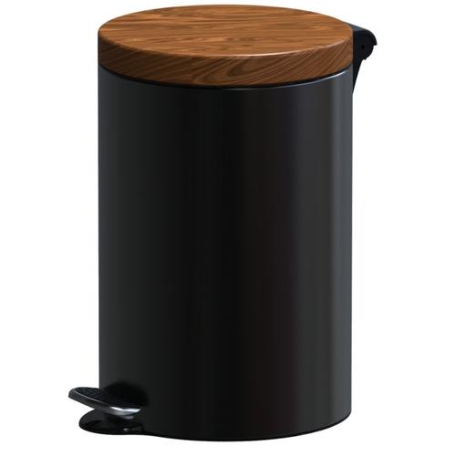 Cos de gunoi cu pedala Studio Casa, Metal, 12L, Negru/Wood