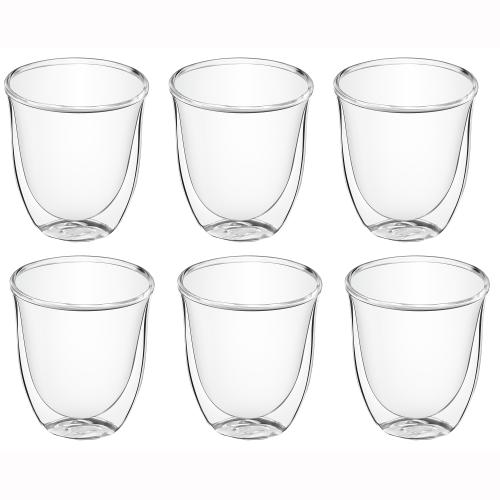 Set 6 pahare cappuccino De\'Longhi Creamy Collection, 6x190ml, Sticla termorezistenta, Transparente