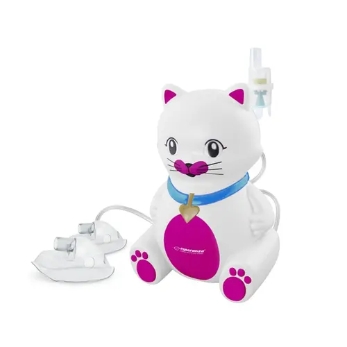 Inhalator Esperanza Kitty ECN003, Cu compresor, forma de pisoi, alb / roz