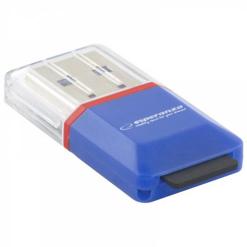 Cititor de carduri microSD Esperanza, USB 2.0, Albastru