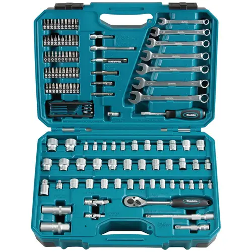 Set 120 accesorii Makita E-06616, cheie clichet, chei tubulare, cheie bujii, biti, adaptor biti, prelungitor adaptor biti