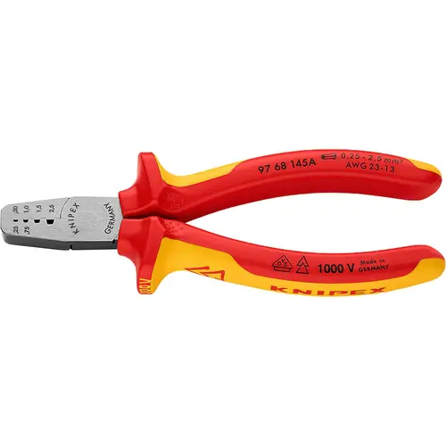 Cleste pentru sertizat ferule capacitate 0.25 - 2.5 mm², KNIPEX, 145 mm