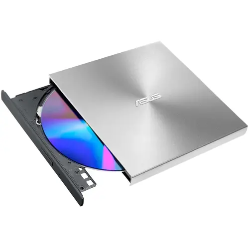 DVD writer extern ASUS ZenDrive U8M, 8X, ultra-subtire 13.9mm, suport M-DISC, USB tip C, compatibil Windows si Mac OS, Nero BackItUp, E-Green, Argintiu