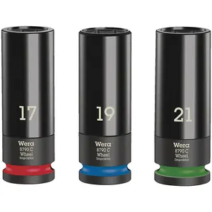 Set tubulare de impact, hexagonal, 1/2 inch, 3 bucati, Wera Wheel Impaktor C