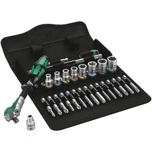 Set clichet cu tubulare si biti, 1/4", 28 de piese, Wera 8100SA 6 Zyklop