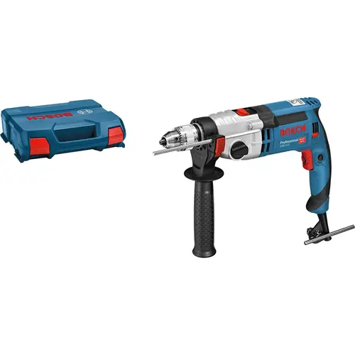 Masină de gaurit si insurubat (bormasina) cu percutie Bosch Professional GSB 24-2, 1100 W, 3000 RPM, 13 mm mandrina rapida, turatie reglabila, maner suplimentar, limitator reglare adancime, valiza L-Case - 0 | YEO