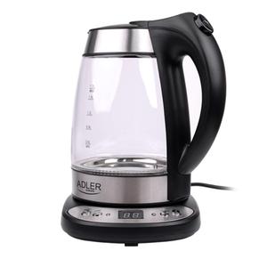 Fierbator ADLER AD 1247 cu reglare temperatura, 2200wati,1.7l, sticla,leduri iluminare,negru/inox