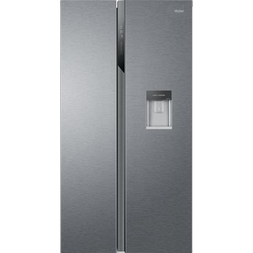 Frigider side by side Haier HSR3918EWPG, 521 l, Total NoFrost, Multi Air Flow, Display, Super Cooling, Super Freezing, Dozator apa, Clasa E, H 177 cm, Argintiu